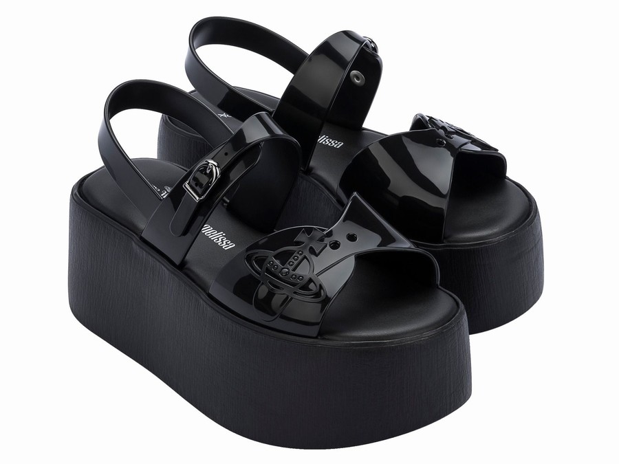Sandalias Plataforma Melissa Vivienne Westwood Connect Mujer - Negras - Argentina SLG-286051